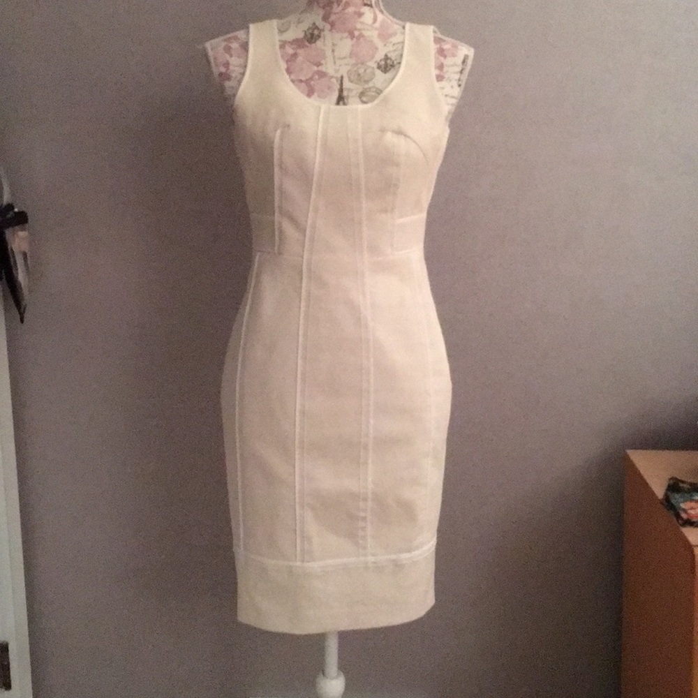 Club Monaco , cream and white fitted dress.